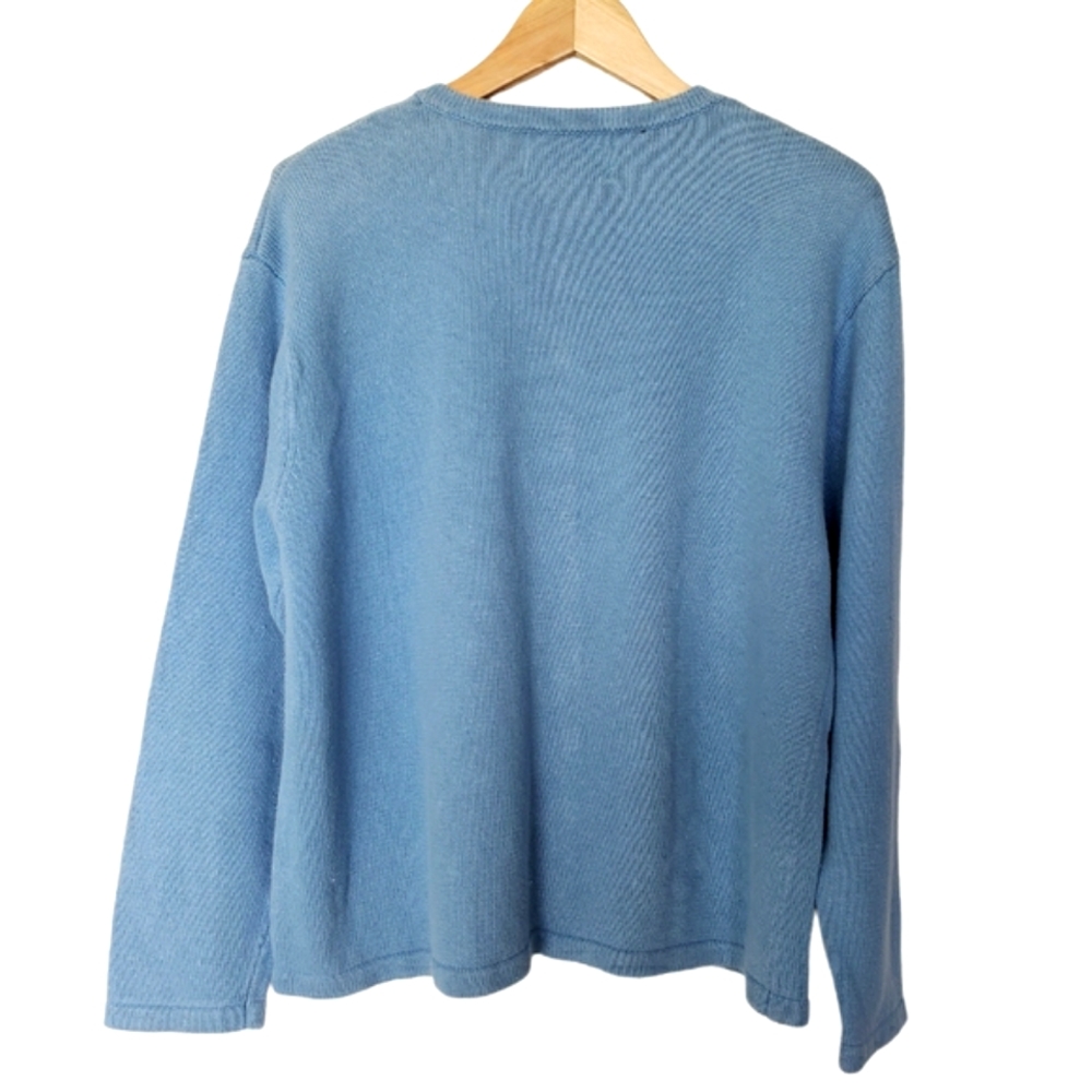 Heirloom Collectibles Vintage Blue Embroidered Sweater Size XL Ladybug Butterfly - Picture 2 of 7